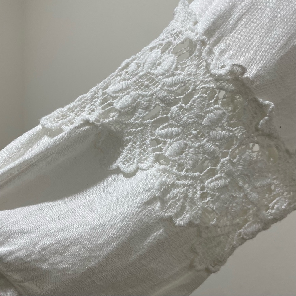 Elegant White Lace Trim Blouse - Picture 9 of 14